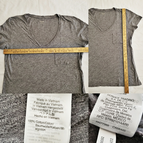 ‼SOLD‼ Madewell Whisper V-neck pocket Tee Gray - Picture 2 of 11